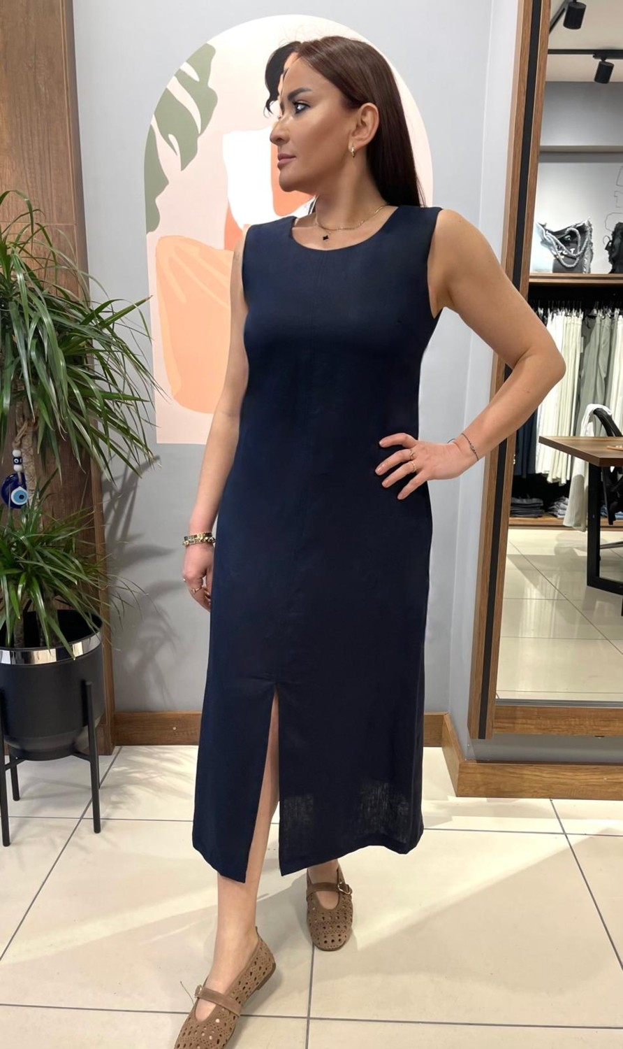 Arzu Özel Moda Atölyesi %100 Pamuk Keten Elbise. görsel 6