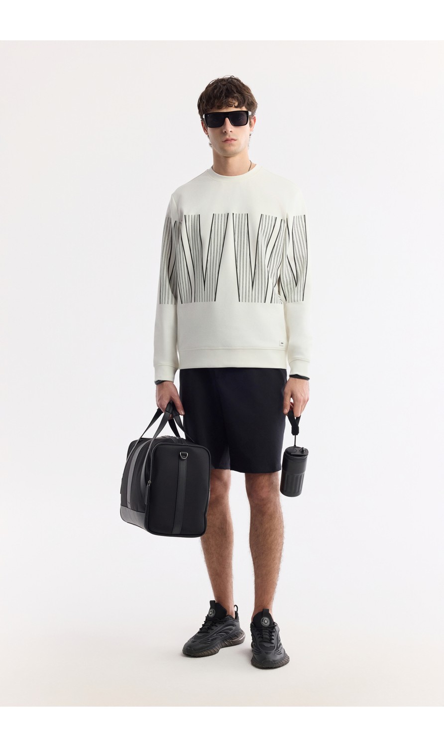 AVVA Erkek Siyah Bisiklet Yaka Baskılı Bi-Stretch İnterlok Regular Fit Sweatshirt A51Y1227 görsel 7