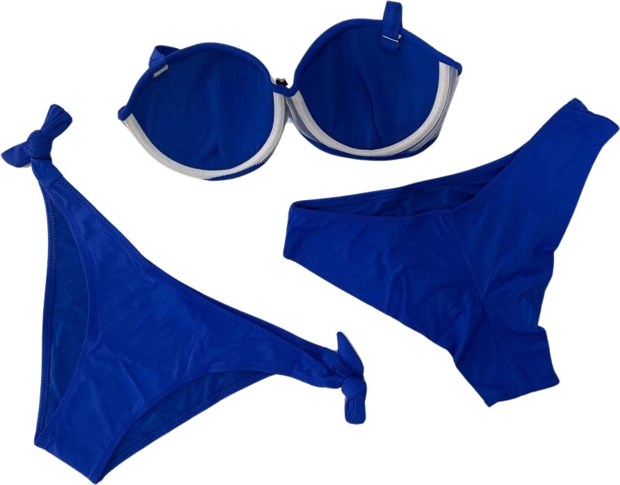 Hazelin Kadın Saks Mavi Taş Işlemeli Tokalı Astarlı Bikini Takım HZL24S-LC3306 görsel 2