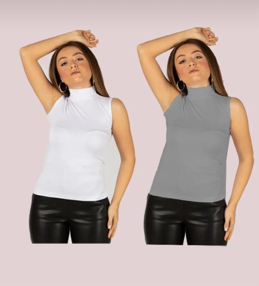 Mavimoure Kadın Sıfır Kol Yarım Balıkçı Likralı Esnek Badi 2li Body (2 Adet) görsel 5