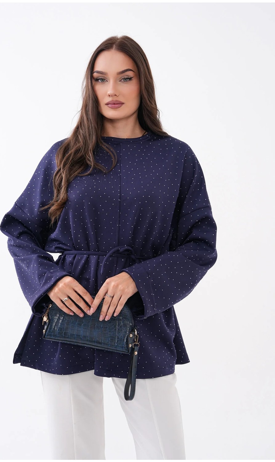 Mega Life Taş Detaylı Yırtmaçlı Oversize Tunik görsel 2