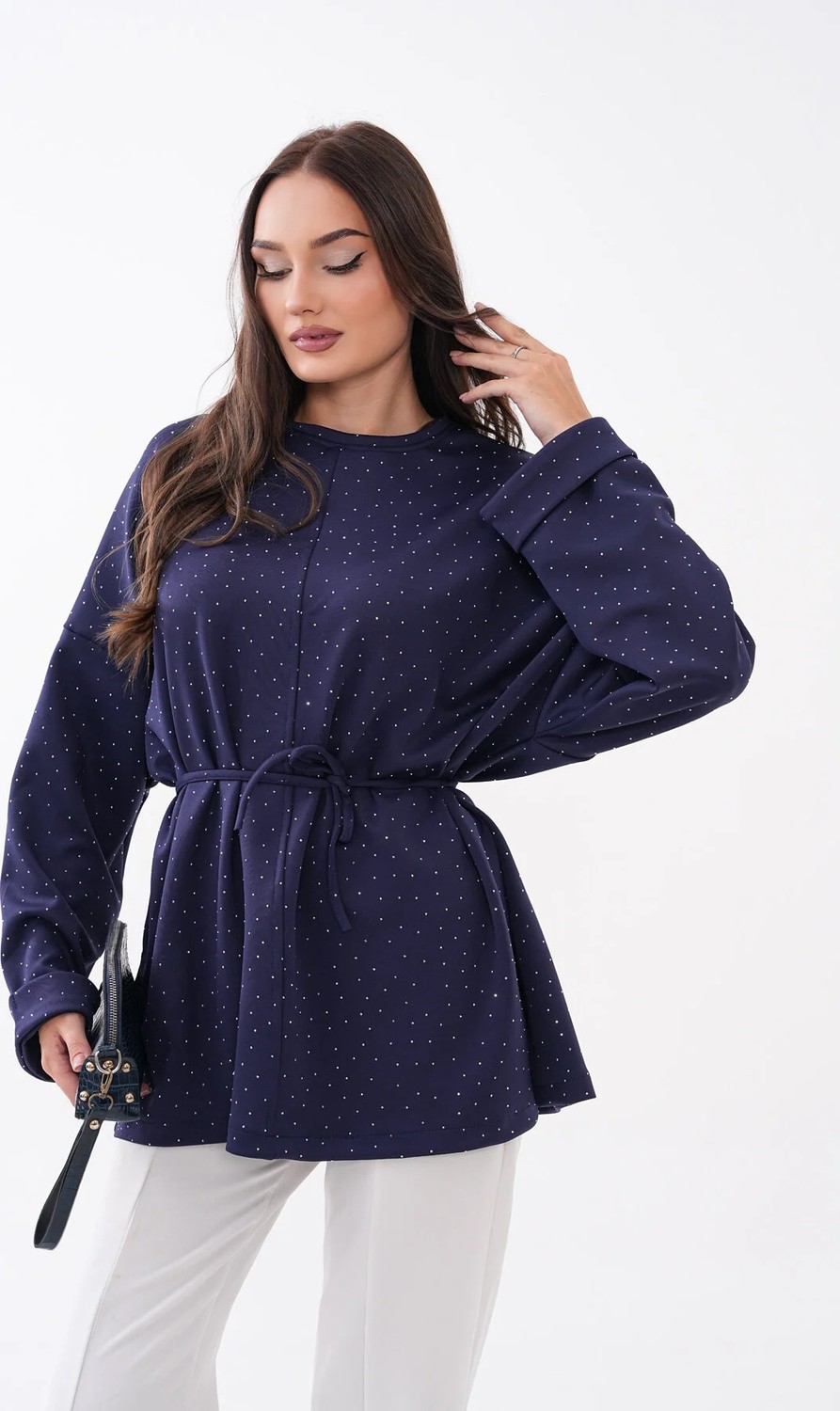 Mega Life Taş Detaylı Yırtmaçlı Oversize Tunik görsel 3