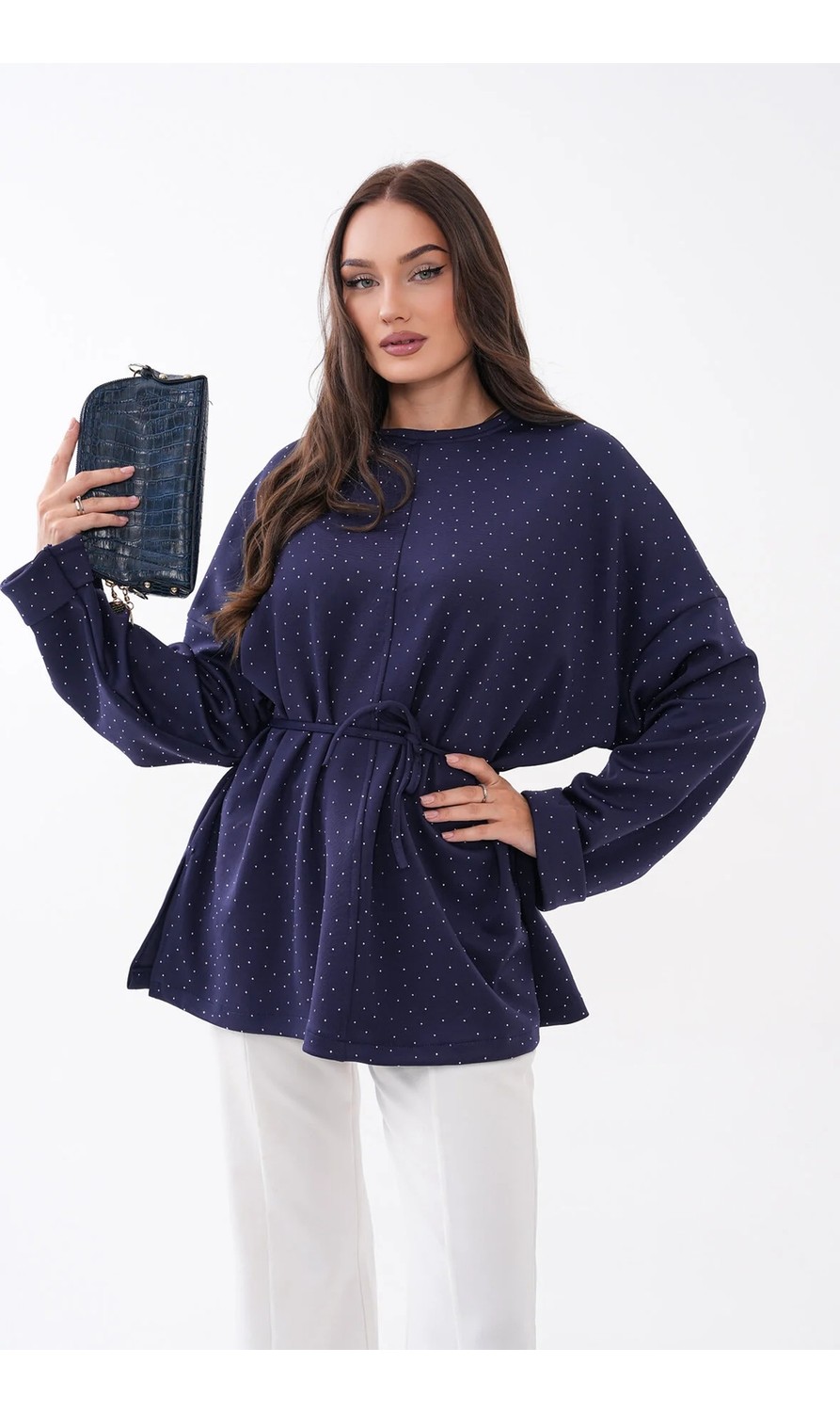 Mega Life Taş Detaylı Yırtmaçlı Oversize Tunik görsel 4