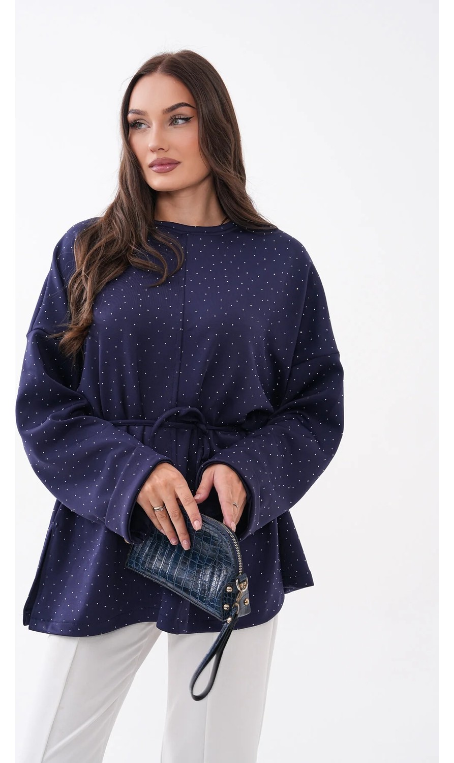 Mega Life Taş Detaylı Yırtmaçlı Oversize Tunik görsel 5