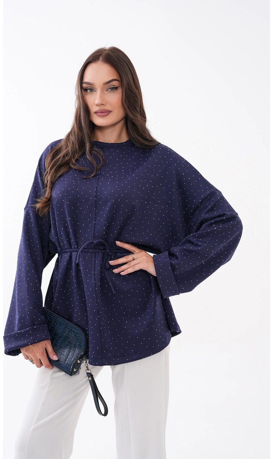 Mega Life Taş Detaylı Yırtmaçlı Oversize Tunik görsel 6