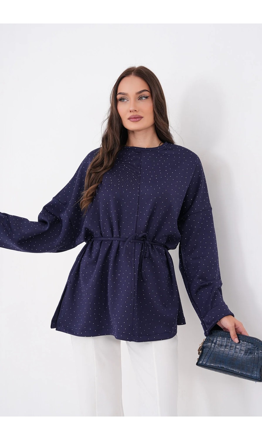 Mega Life Taş Detaylı Yırtmaçlı Oversize Tunik görsel 8