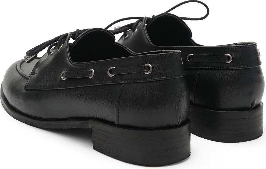 Mio Gusto Siyah Renk Kuşgözü Detaylı Bağcıklı Kadın Loafer görsel 5