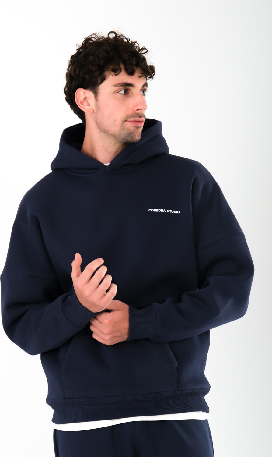 Coredra Studio Lacivert - Oversize Fit Hoodie Erkek görsel 2