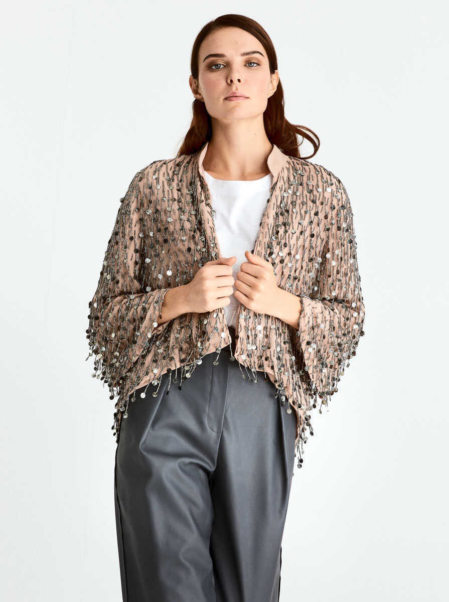 ROMAN Boncuk İşlemeli Kesim Bolero Standart Renk K2064109_089 görsel 4