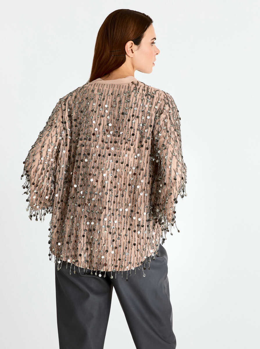 ROMAN Boncuk İşlemeli Kesim Bolero Standart Renk K2064109_089 görsel 5