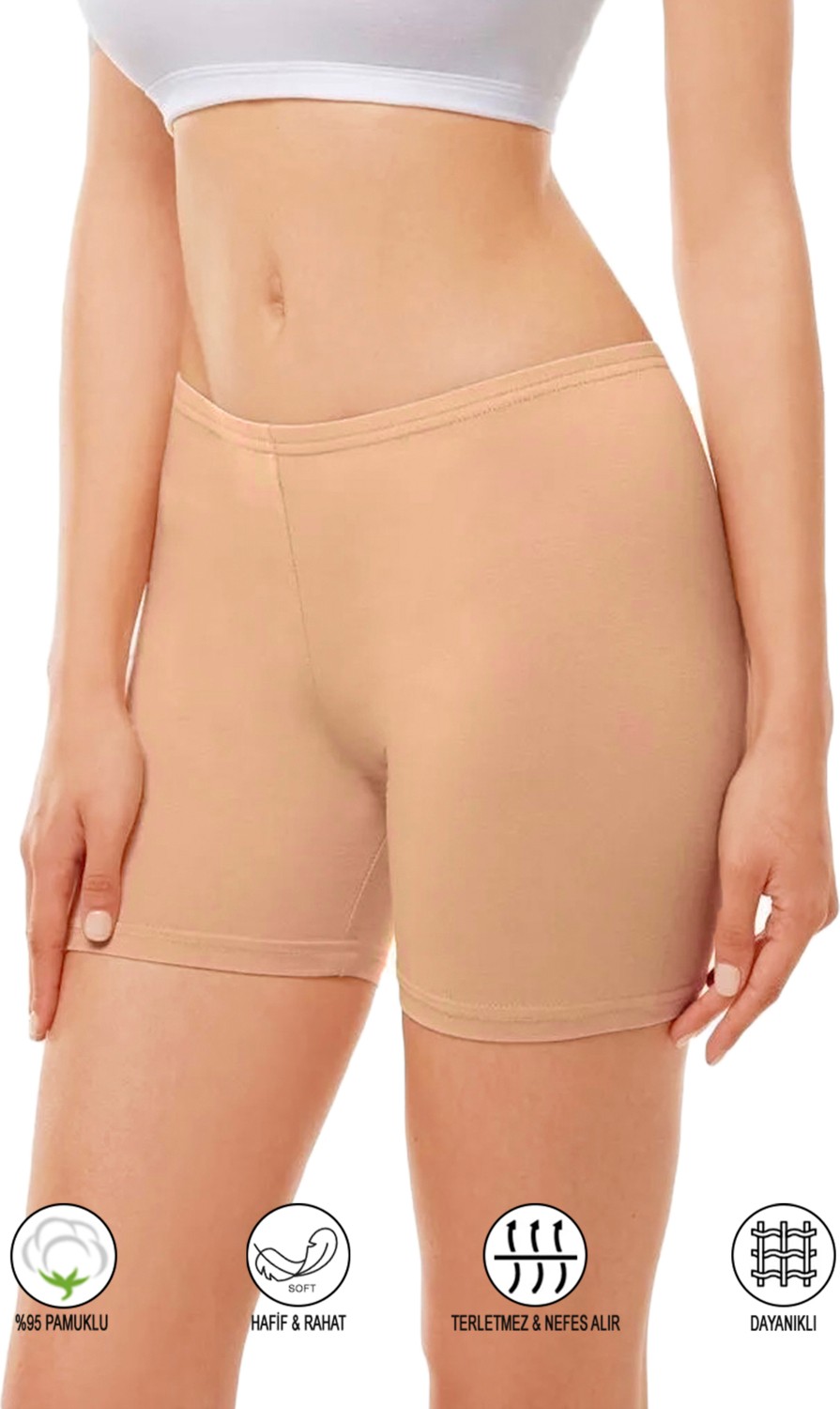 Özkan Underwear 26591 Kadın Pamuklu Likralı Ara Boy Diz Üstü Kısa Tayt Şort Boxer görsel 6