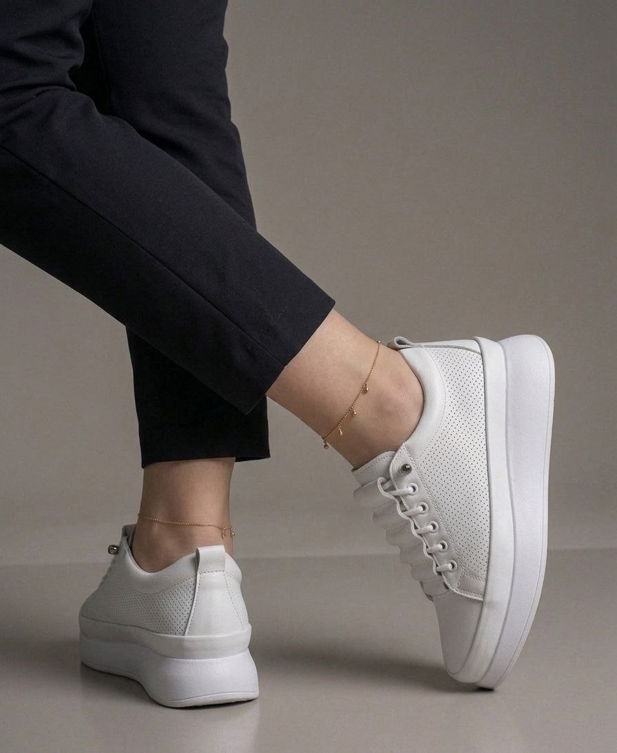 Gönbeler Hakiki Deri Kadın Sneaker - Hafif Poli Ortopedik Tabanlı Bağcıksız Günlük Spor Ayakkabı