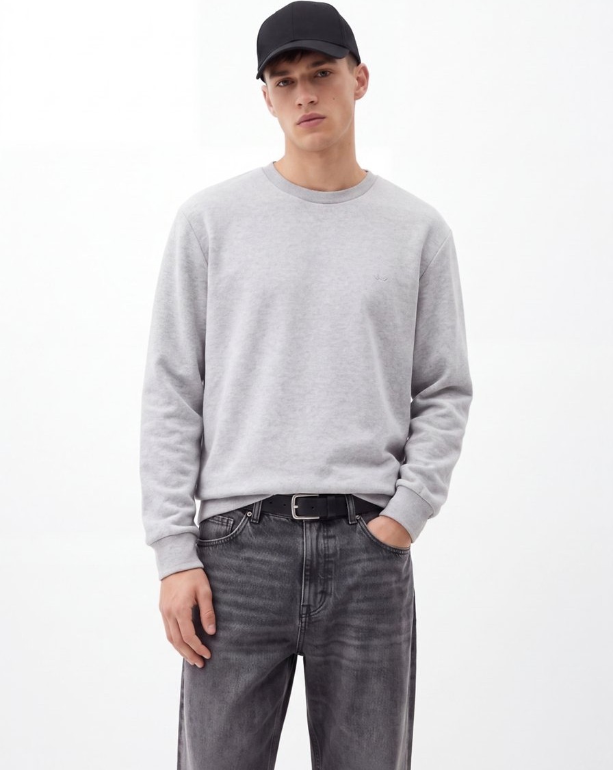 LTB Regular Fit Basic Bisiklet Yaka Gri Sweatshırt görsel 2