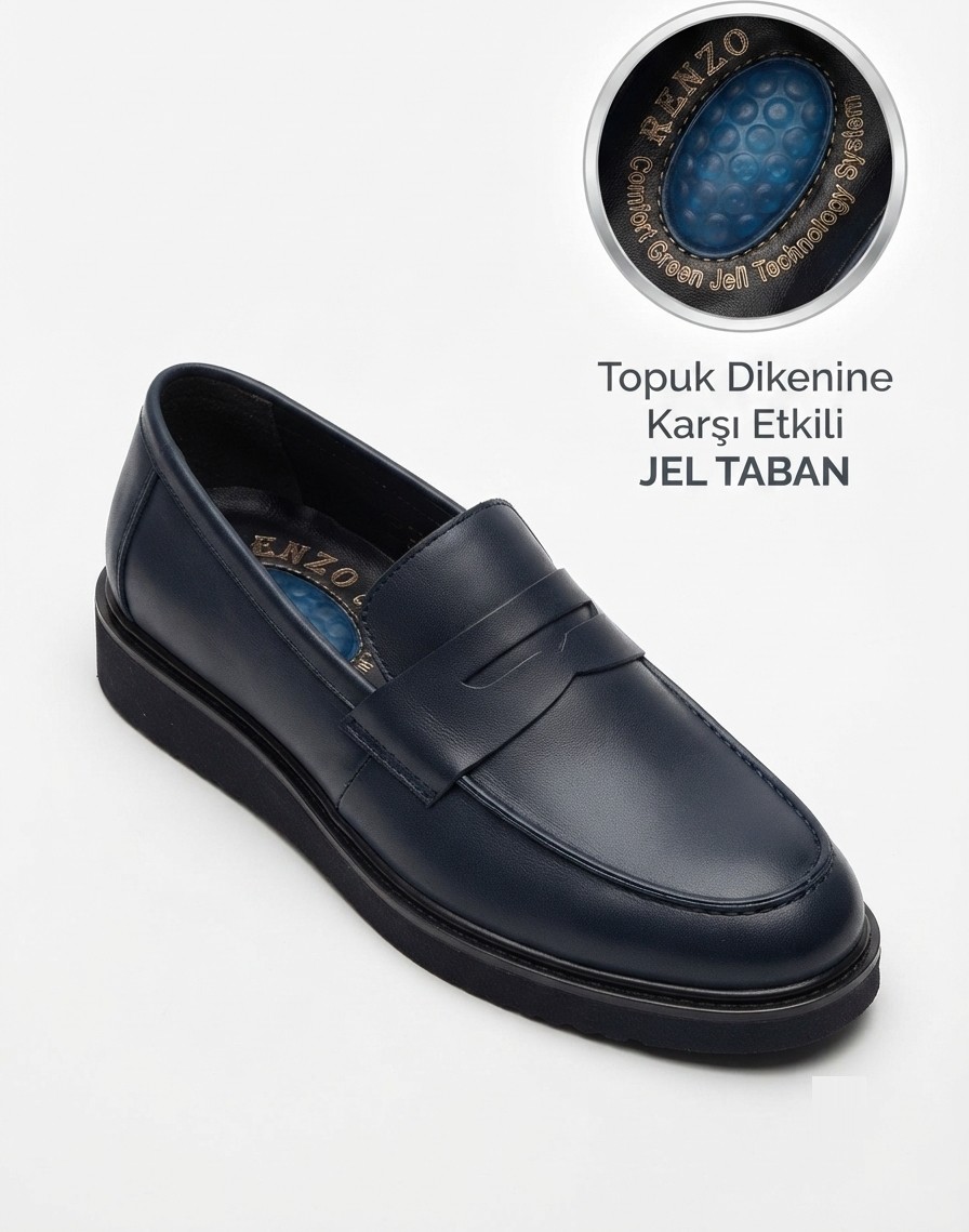 Growish GD0133 Hakiki Deri Italyan Tarz Tasarım Eva Yüksek Taban Koku Yapmaz Siyah Spor Klasik Ayakkabı