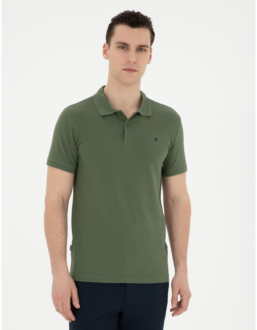 Pierre Cardin Erkek Taş Slim Fit %100 Pamuk Polo Yaka Basic Tişört 50291625-VR049 görsel 3
