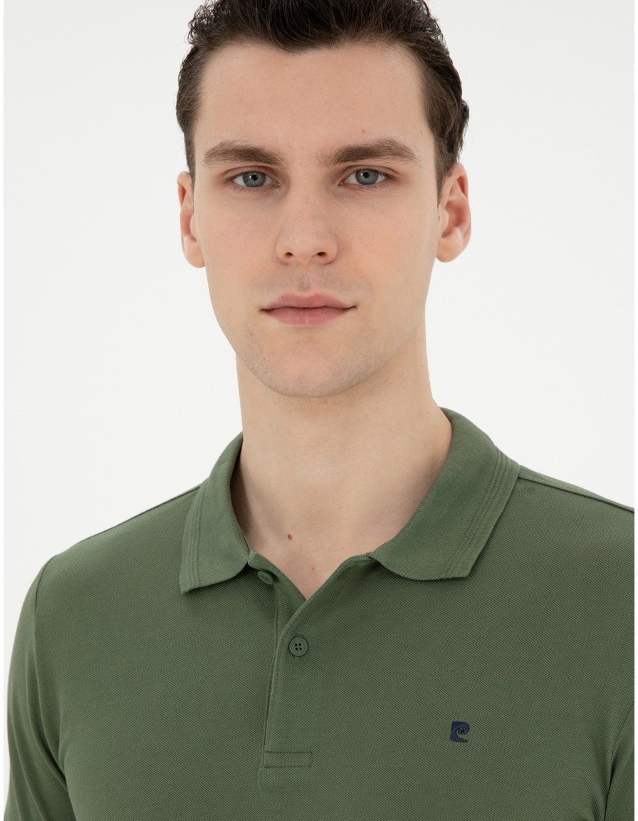 Pierre Cardin Erkek Taş Slim Fit %100 Pamuk Polo Yaka Basic Tişört 50291625-VR049 görsel 4