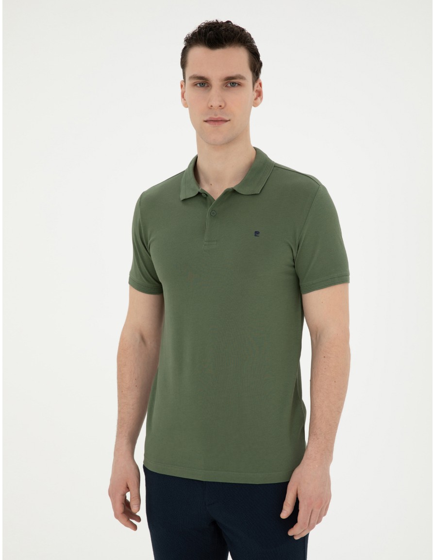 Pierre Cardin Erkek Taş Slim Fit %100 Pamuk Polo Yaka Basic Tişört 50291625-VR049 görsel 5