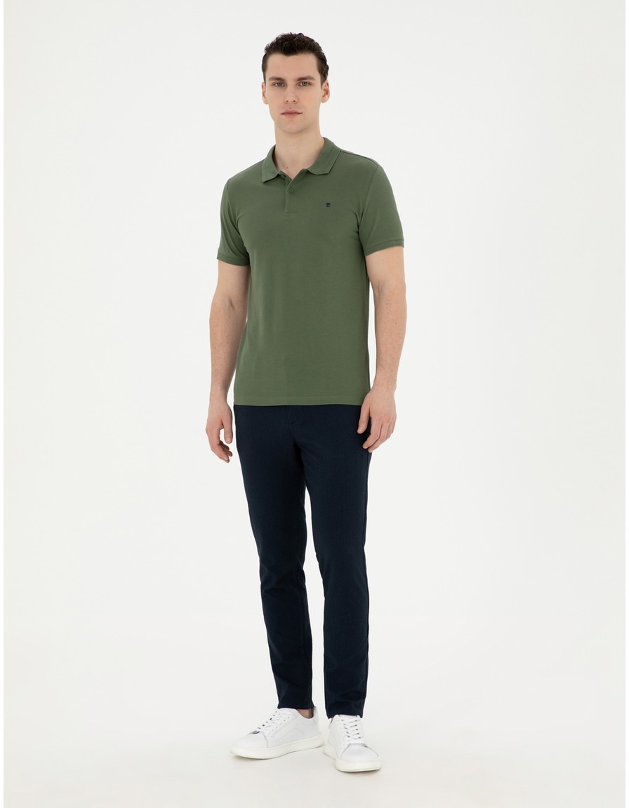 Pierre Cardin Erkek Taş Slim Fit %100 Pamuk Polo Yaka Basic Tişört 50291625-VR049 görsel 6