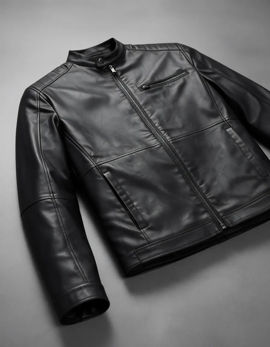 Jack & Jones Erkek Siyah Renk Bıker Deri Ceket 12261196 görsel 8