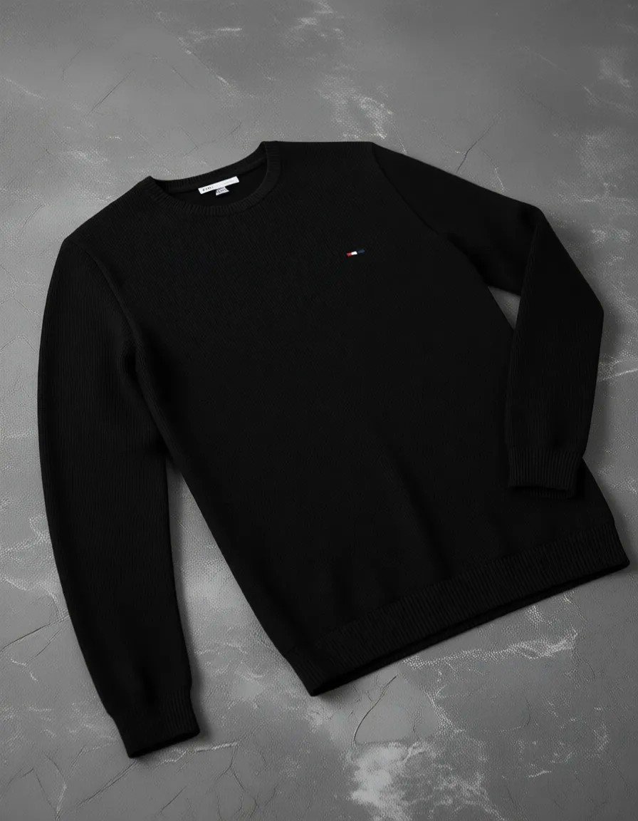 U.S. Polo Assn. Erkek Slim Fit Bisiklet Yaka Siyah Basic Kazak 50298282-VR046