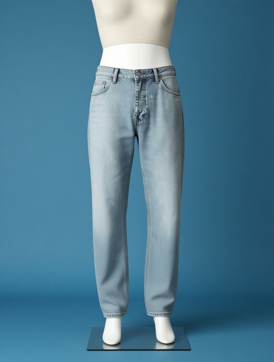 Wkm Denim Casual Erkek Baggy Denim Kot Pantolon Açık Mavi Renkli 5 Cep ile Rahat ve Şık Günlük Stil görsel 6