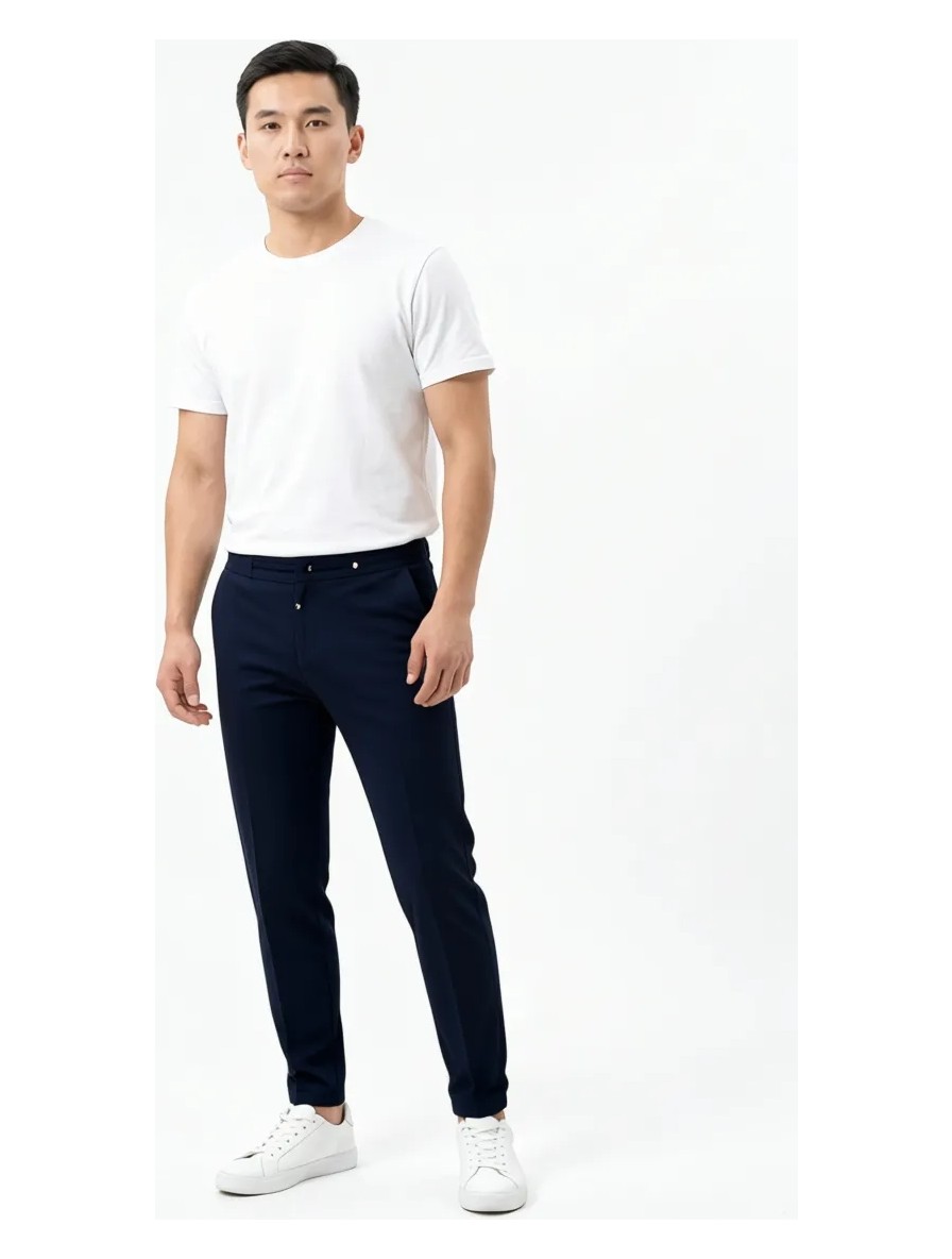 Baselco Kolay Ütülenebilir Slim Fit Kumaş Jogger Pantolon Erkek Düz Desenli Pamuk-Elastan Malzeme görsel 5