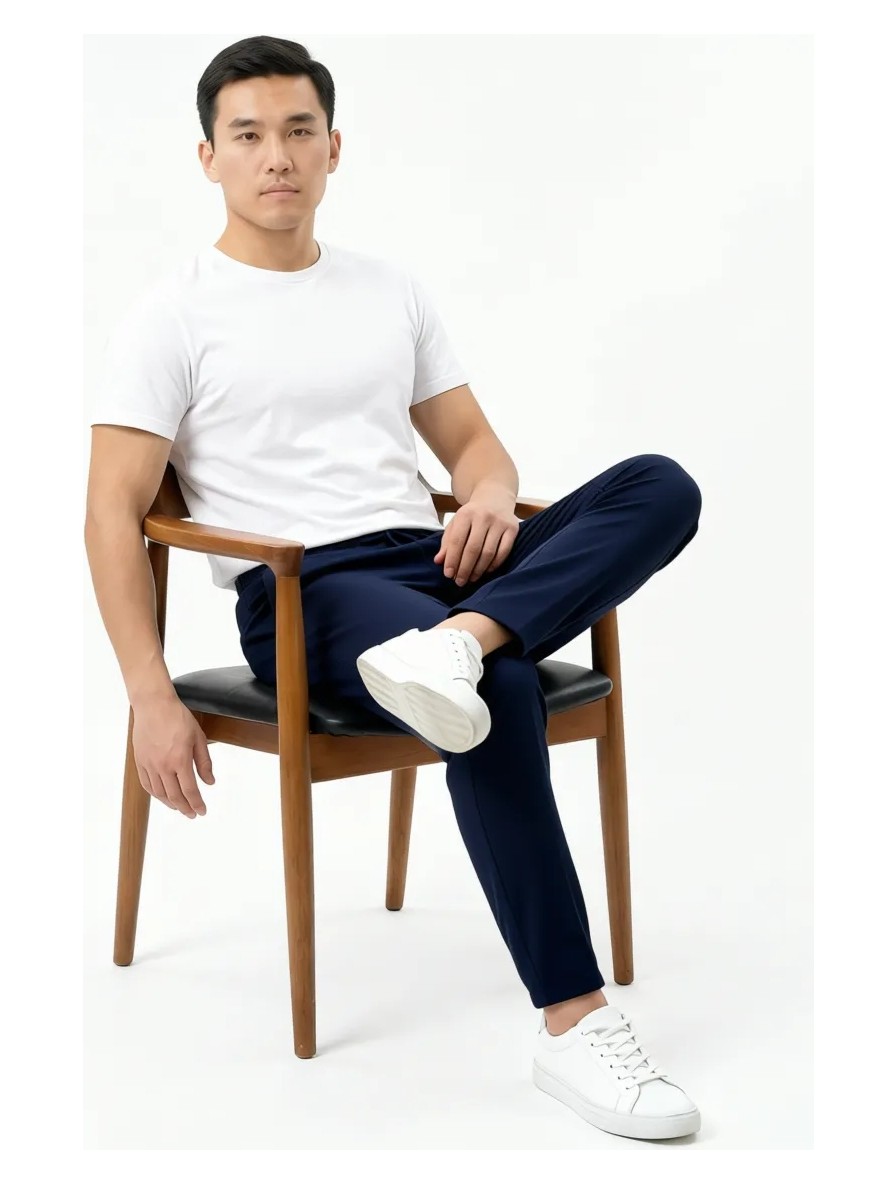 Baselco Kolay Ütülenebilir Slim Fit Kumaş Jogger Pantolon Erkek Düz Desenli Pamuk-Elastan Malzeme görsel 6