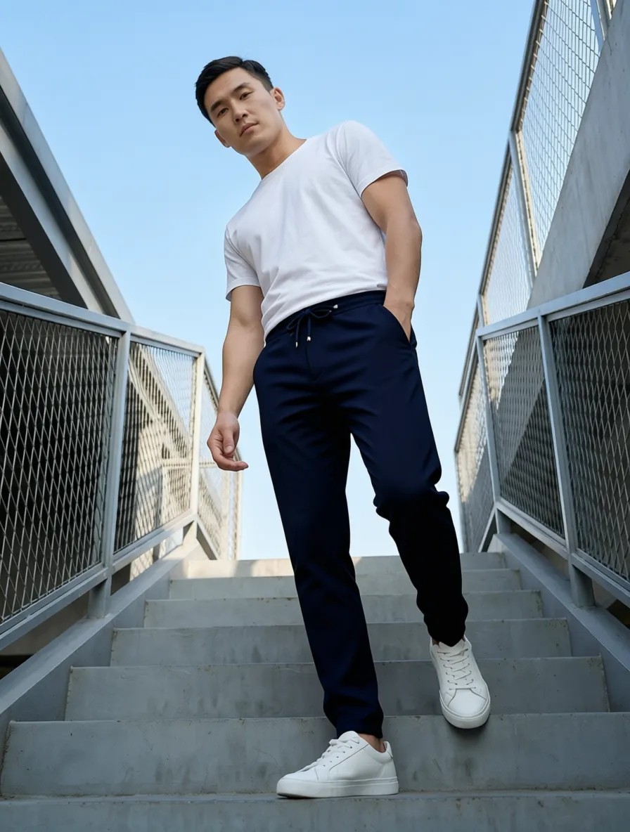 Baselco Kolay Ütülenebilir Slim Fit Kumaş Jogger Pantolon Erkek Düz Desenli Pamuk-Elastan Malzeme görsel 8