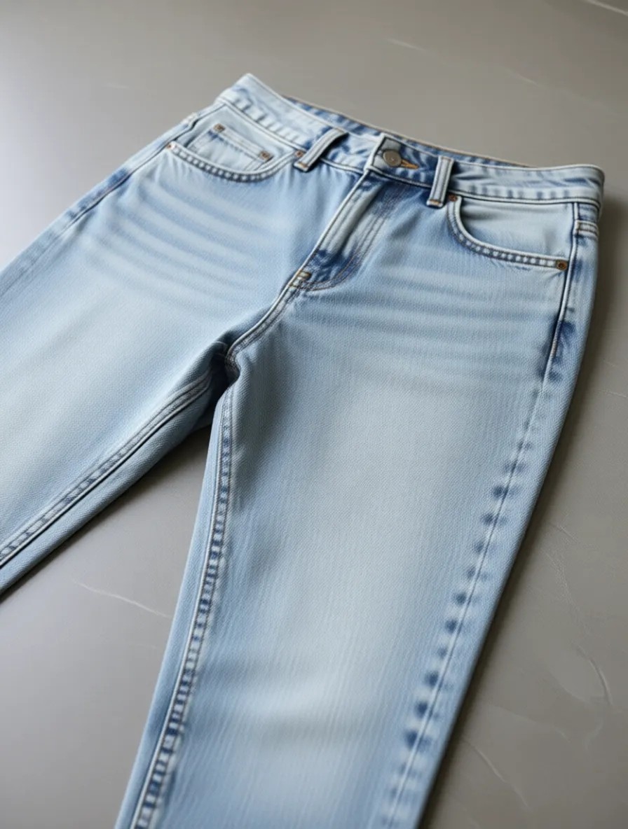Belirtilmemiş Kadın Mavi Mom Jeans Yüksek Bel Kot Pantolon Pamuk-Elastan 5 Cep Düz Desen ile Şık görsel 8