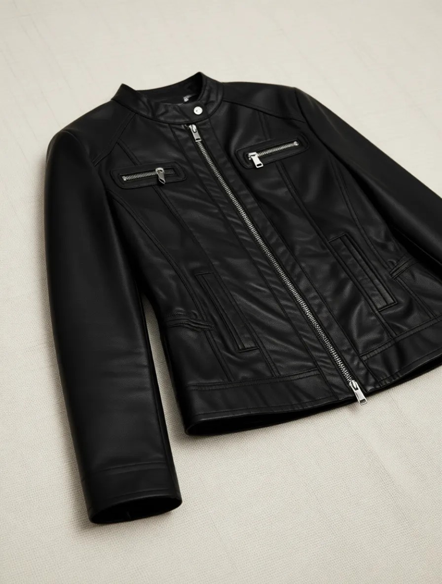 Only 15081400 Only Onlbandıt Faux Leather Bıker Otw Noos Kadın Deri Mont Ve Ceket Black görsel 6