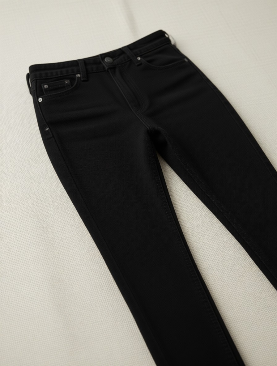Blue Woops Ngbutika Kadın Yüksek Bel Full Likralı Skinny Jean Pantolon Toparlayıcı Siyah Dokuma görsel 5