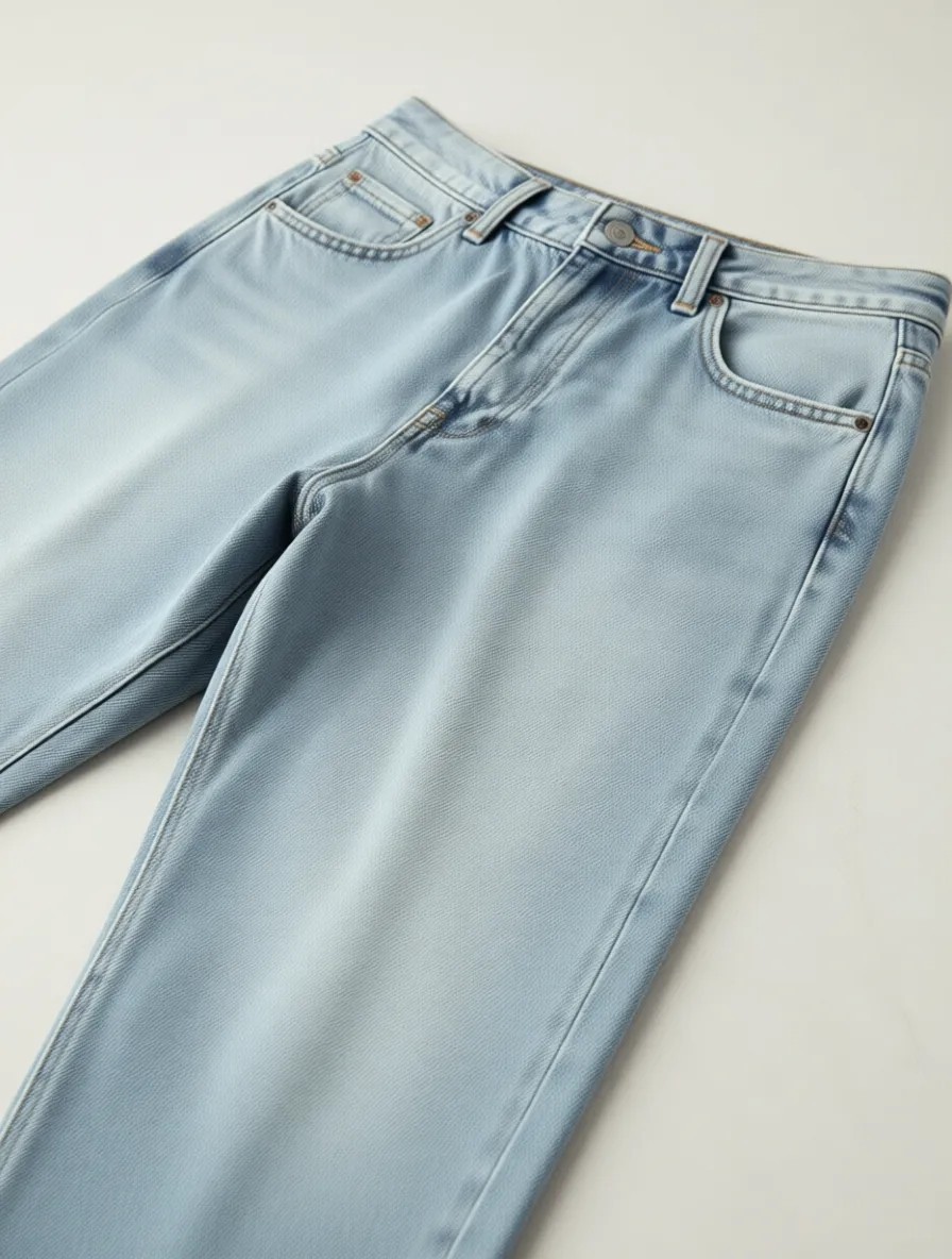 Wkm Denim Casual Erkek Baggy Denim Kot Pantolon Açık Mavi Renkli 5 Cep ile Rahat ve Şık Günlük Stil görsel 7
