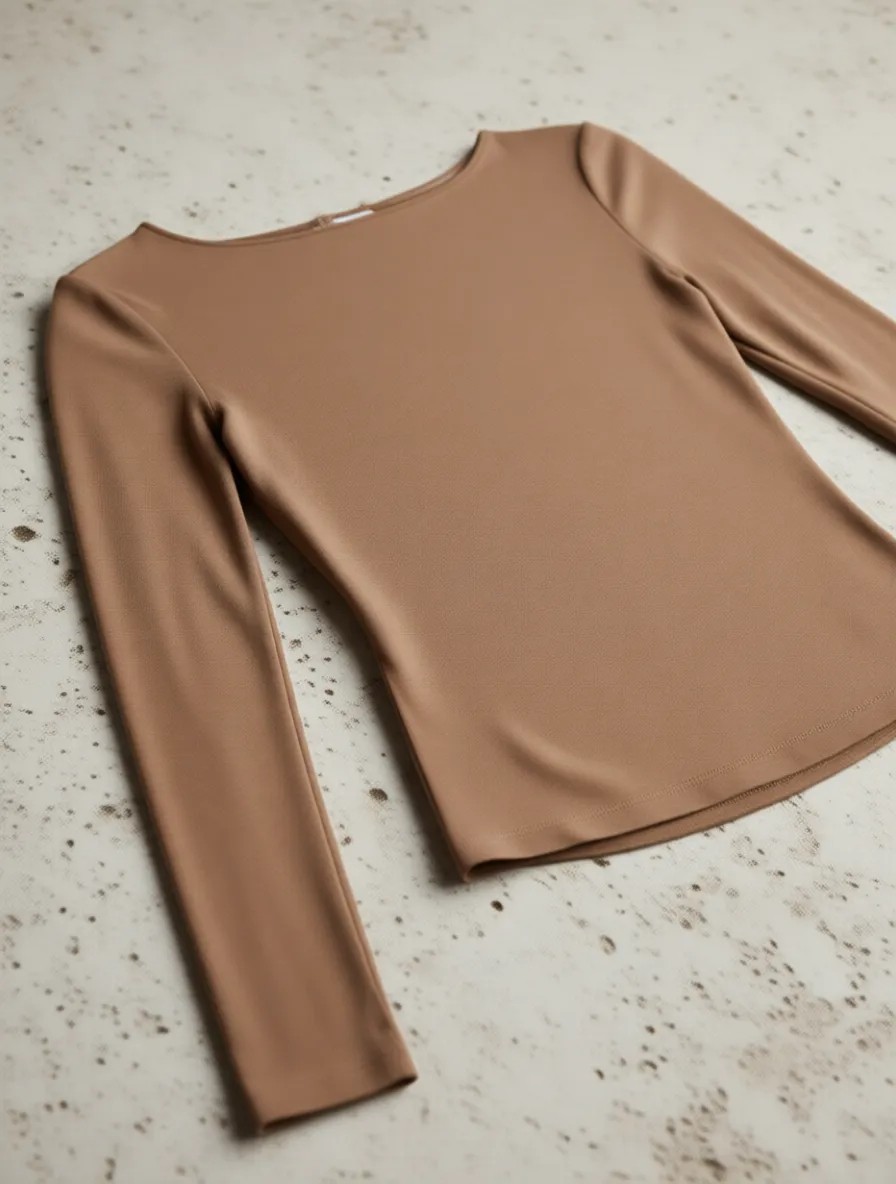 Dilvin Kayık Yaka Modal Kaşmir Slim Fit Ultra Hafif Bluz Kahverengi 32122 görsel 7