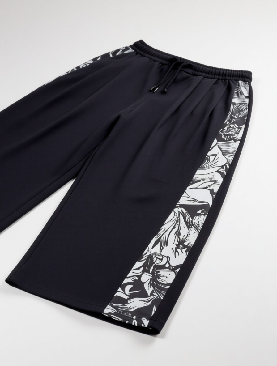 Cocopelli Desenli Siyah Oversize Erkek Pantolon COC2771 Premium Kumaş ve Bohem Stil görsel 5