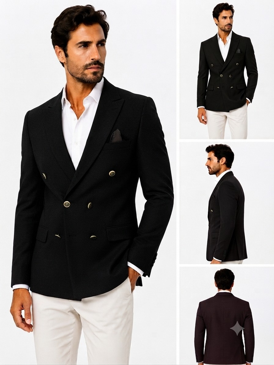 Sabri Zengin Erkek Slim Fit Kruvaze Blazer Ceket görsel 7
