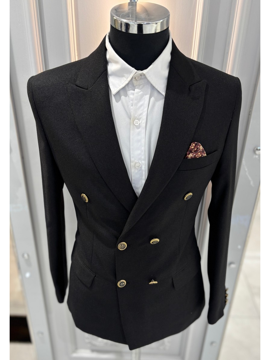 Sabri Zengin Erkek Slim Fit Kruvaze Blazer Ceket görsel 8