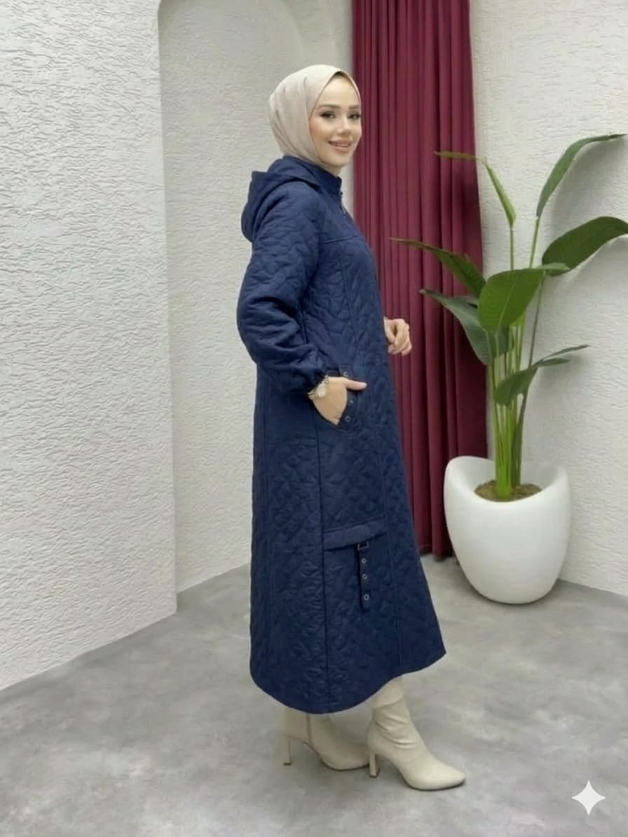 Glr & Gym Nursena Kadın Büyük Beden Mevsimlik Ara Boy Örme Kapitone Mont görsel 6