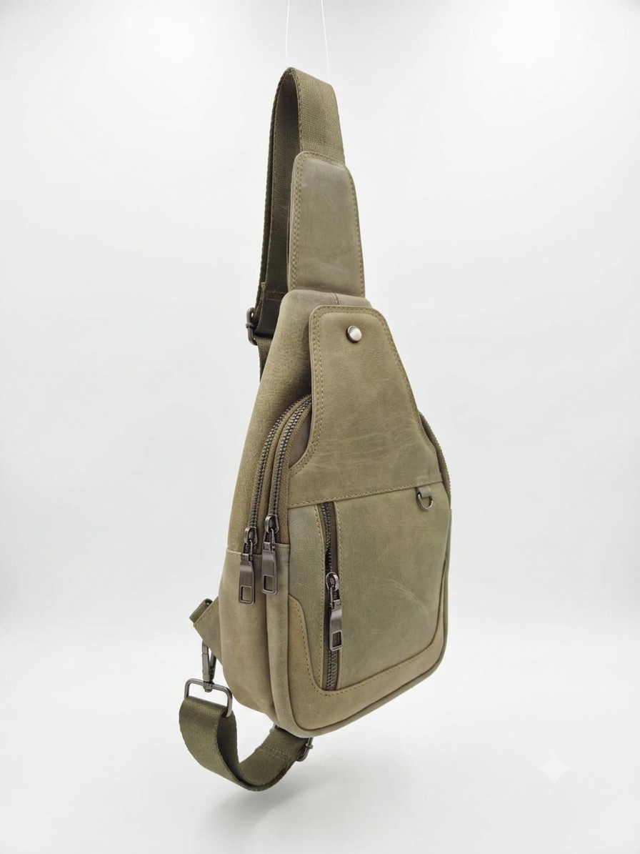 Deribond Hakiki Deri Erkek Çapraz Göğüs Çantası - Çok Bölmeli Body Bag Sling Bag