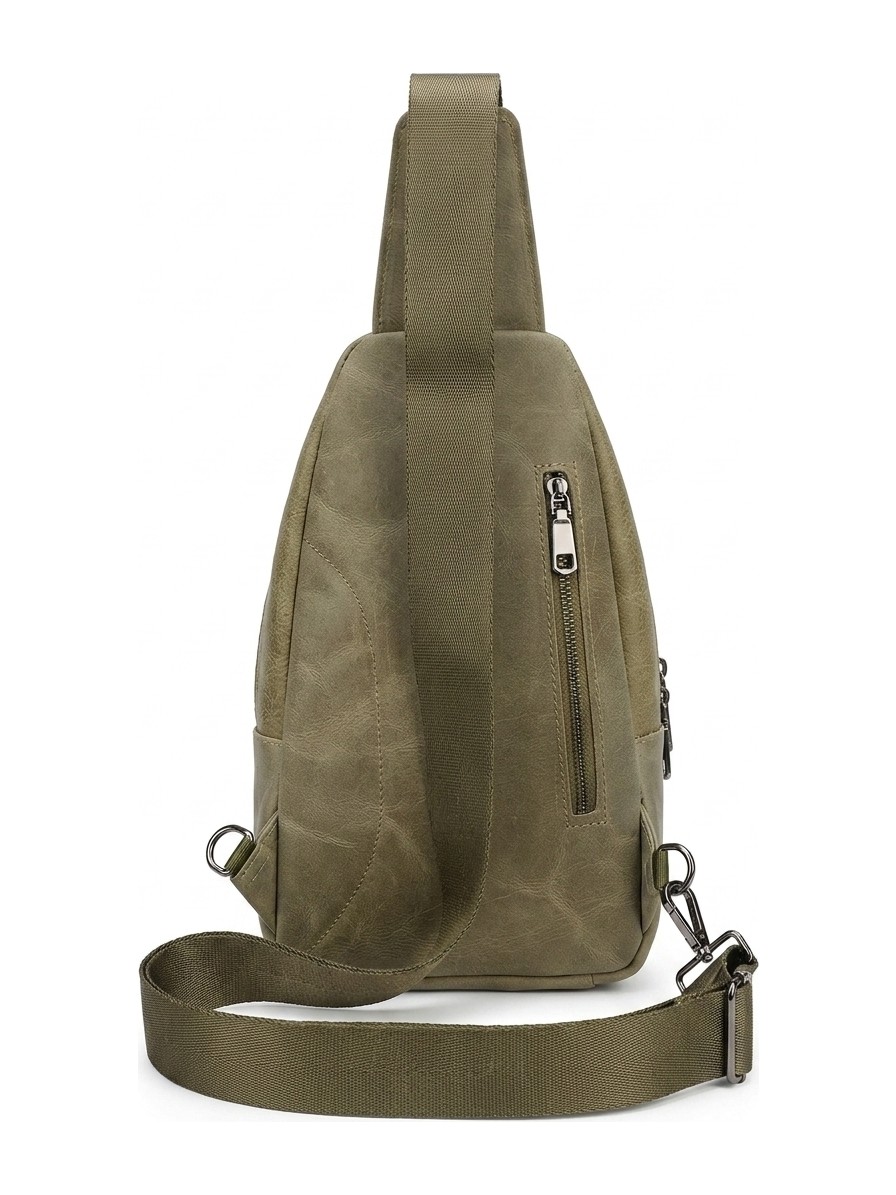 Deribond Hakiki Deri Erkek Çapraz Göğüs Çantası - Çok Bölmeli Body Bag Sling Bag görsel 4