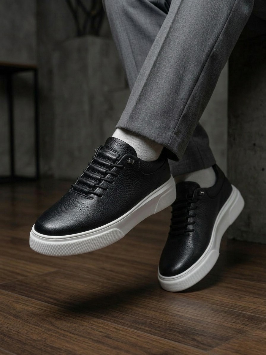 Derify Hakiki Deri Beyaz Erkek Casual Ayakkabı, Ortopedik, Ultra Rahat, Akıllı Bağcık, Günlük Sneaker görsel 8