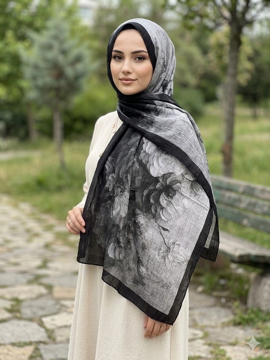 Yş Collection Siyah Bambu Tesettür Şal