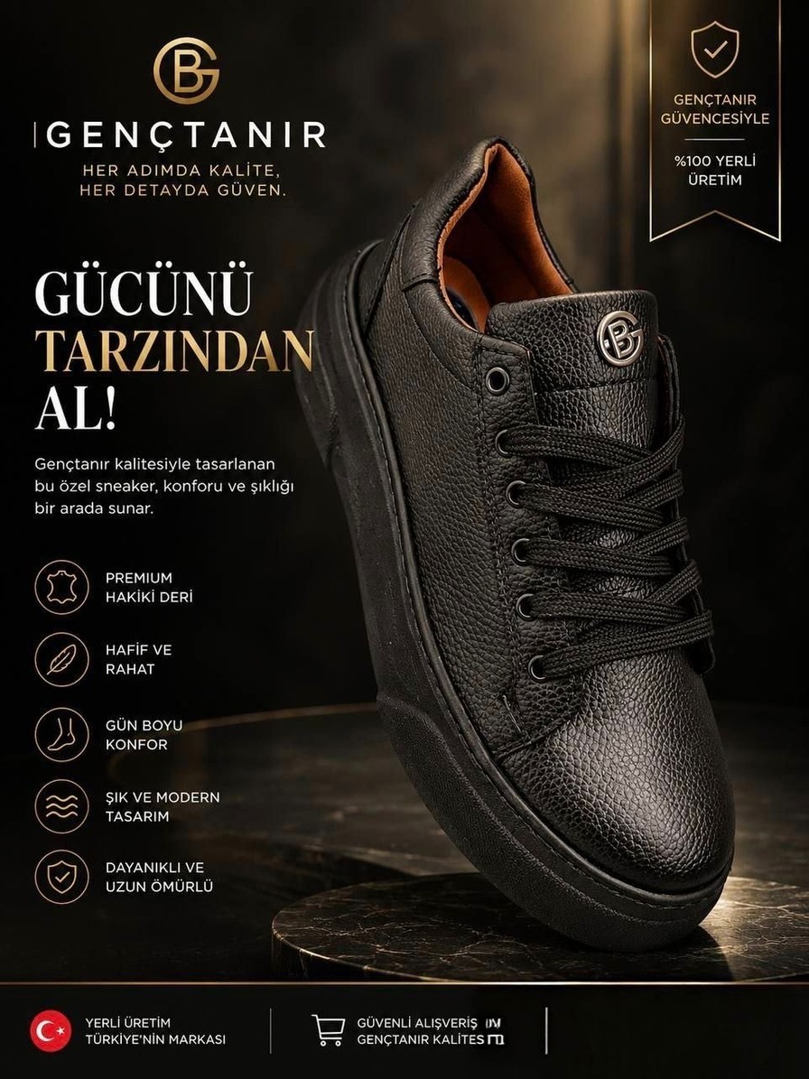 Gençtanır Shoes Erkek Günlük Esnek Rahat Dikişli Hafif Poli Taban Yürüyüş Garantili Spor Ayakkabı görsel 6