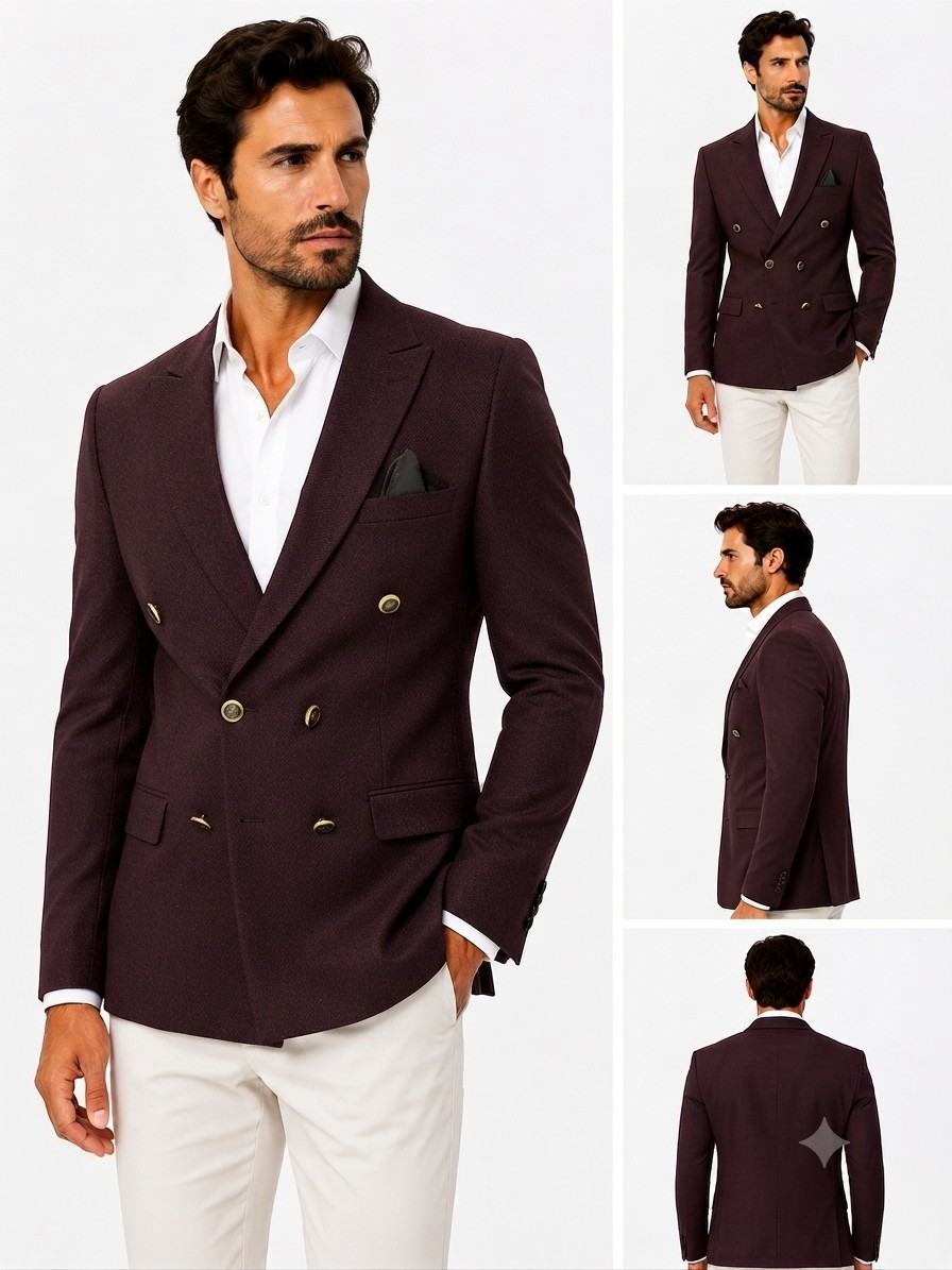 Sabri Zengin Erkek Slim Fit Kruvaze Blazer Ceket görsel 4