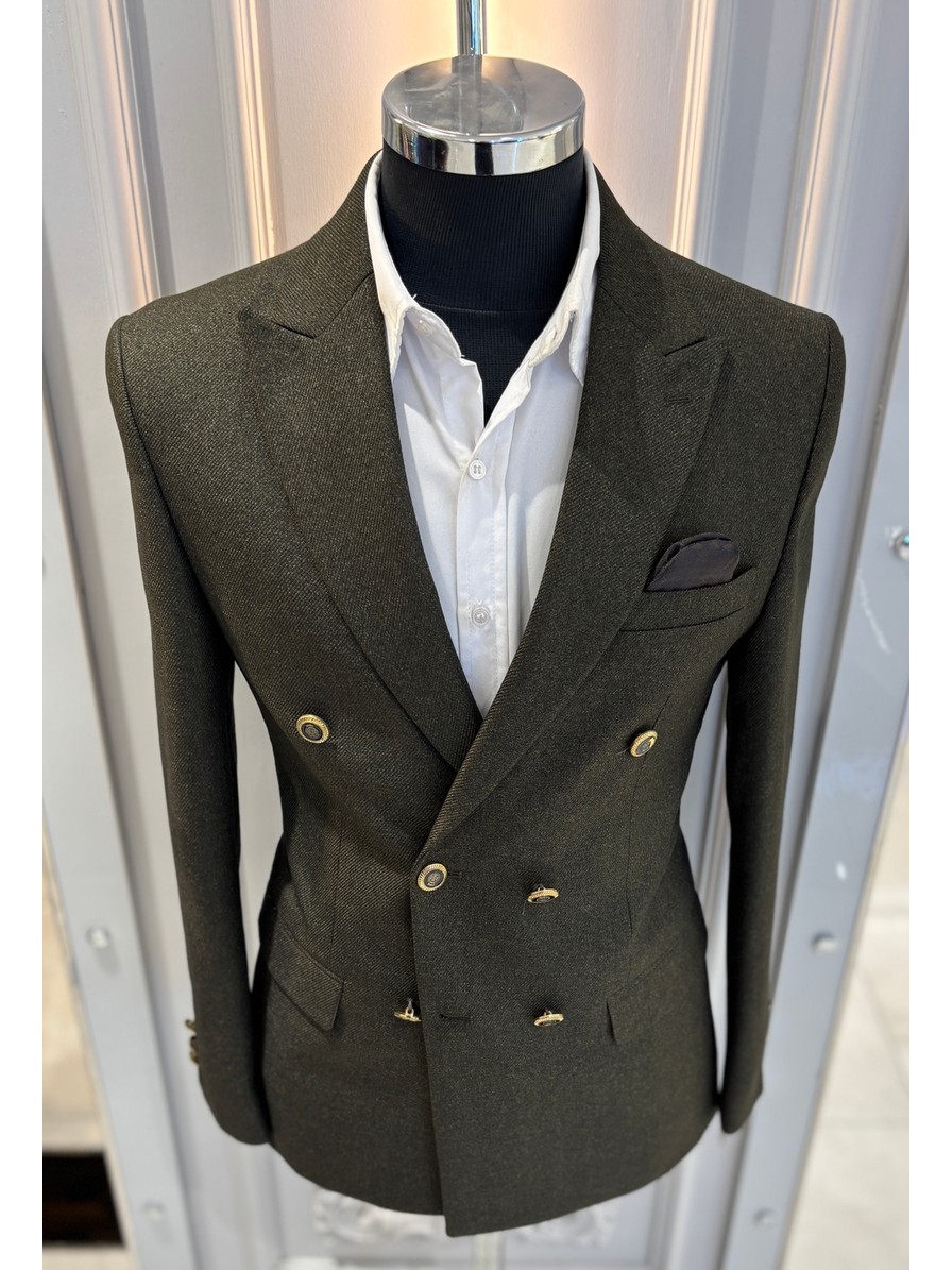 Sabri Zengin Erkek Slim Fit Kruvaze Blazer Ceket görsel 5