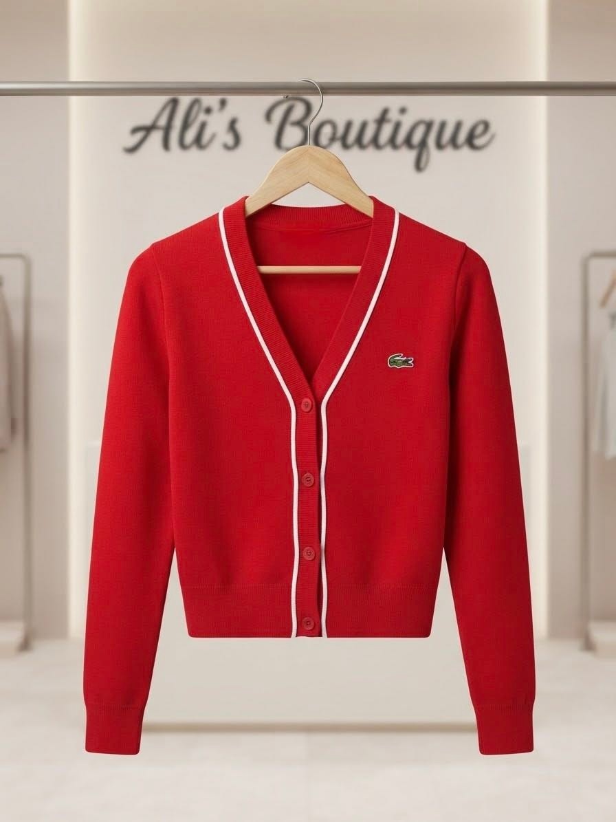 Alis Boutique Kırmızı Beyaz Şerit Detaylı Düğmeli Triko görsel 2