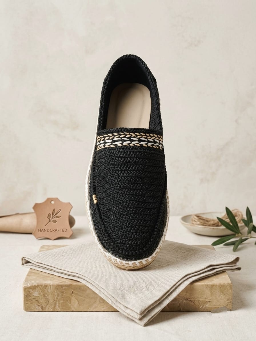 Orifkozmo %100 El Yapımı El Örgüsü Erkek Espadril & Hafif Casual Yazlık Ayakkabı