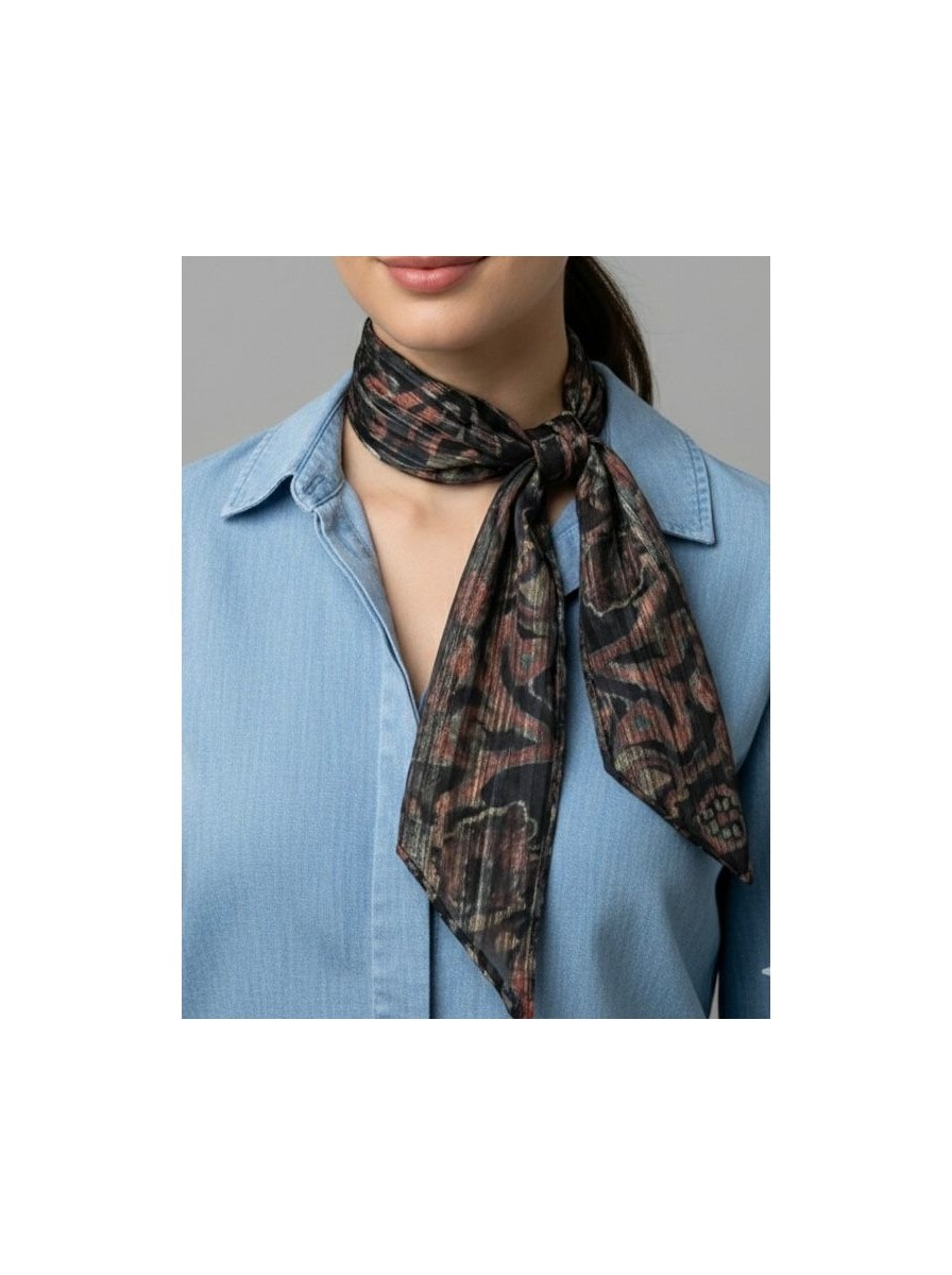 JZ Moda Çift Katlı Lüks Puantiye Desenli Twilly - 95X8 cm Entascarf -Çanta Fuları görsel 2