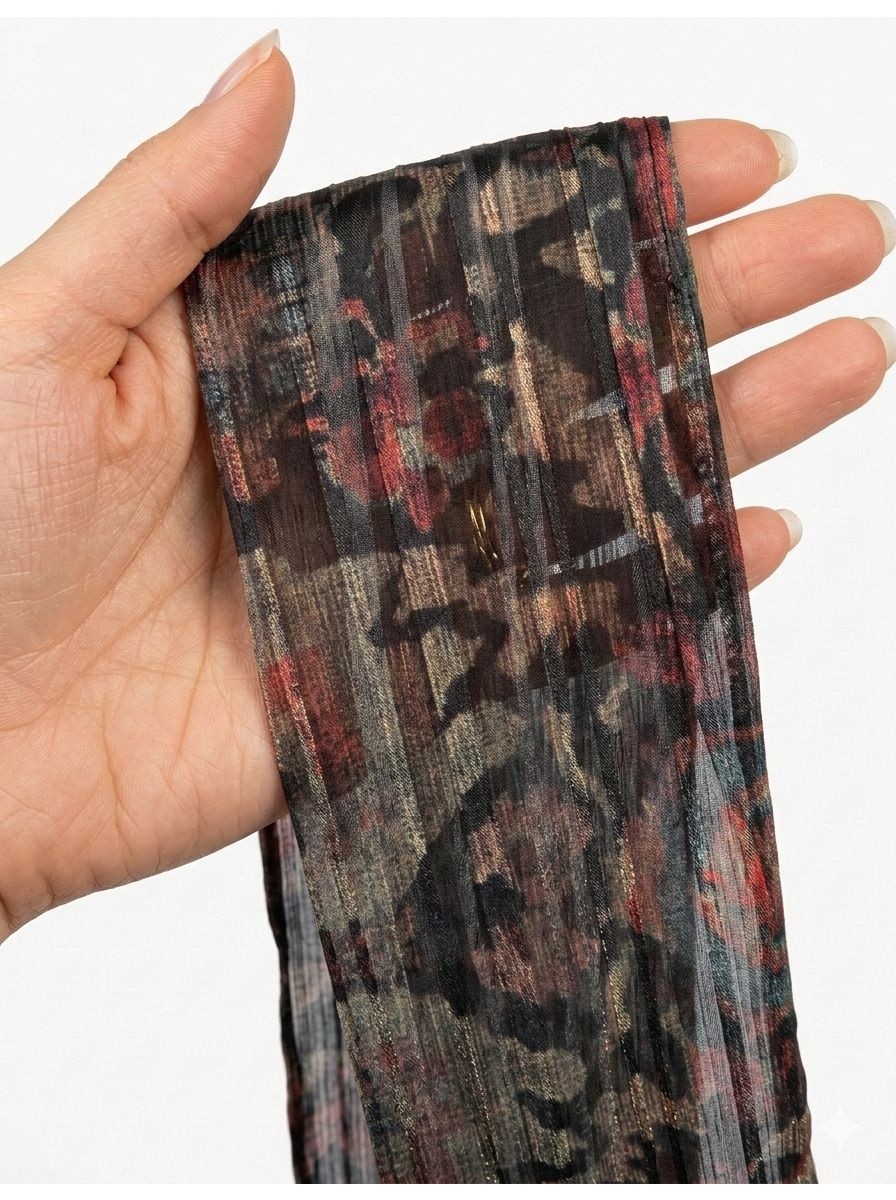 JZ Moda Çift Katlı Lüks Puantiye Desenli Twilly - 95X8 cm Entascarf -Çanta Fuları görsel 5