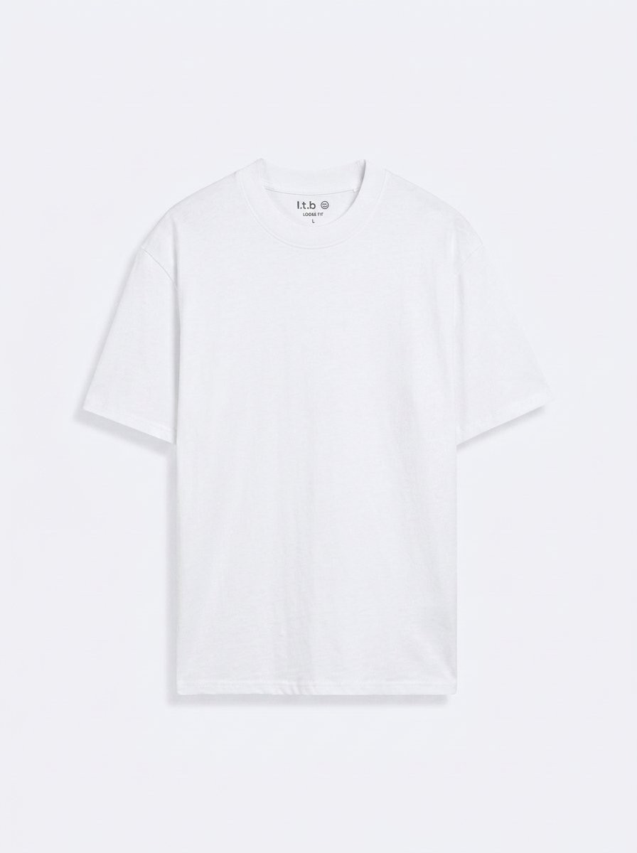 LTB Bisiklet Yaka Basic Beyaz T-Shırt