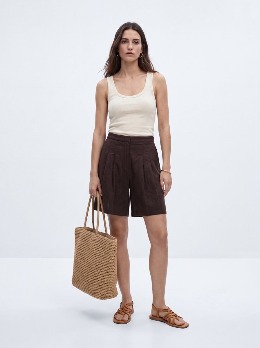 LTB Fitilli Yuvarlak Yaka Basic Krem Atlet